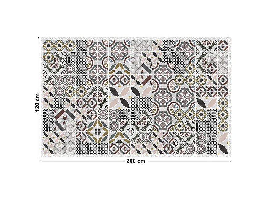 Tapis antidérapant - Naples - vinyle - int./ext. - Multicolore - 120x200cm