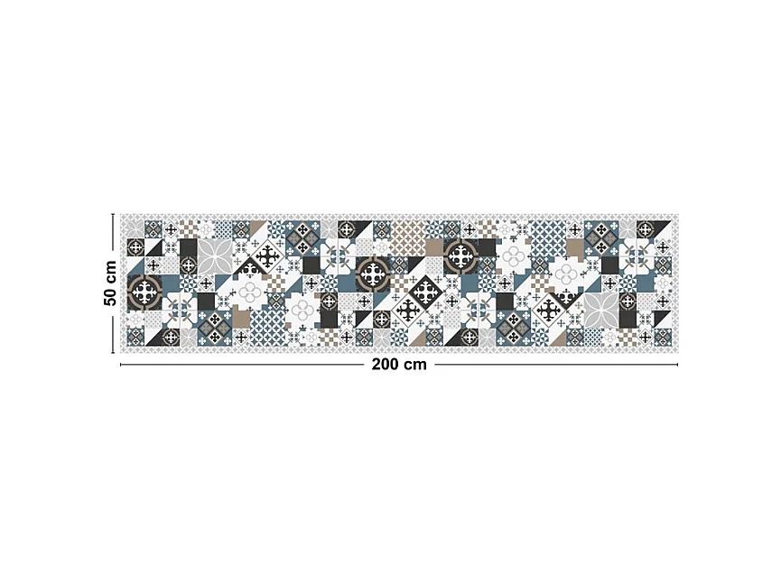 Tapis antidérapant - Ciment Style Dulce - vinyle - int./ext. - Bleu - 50x200cm