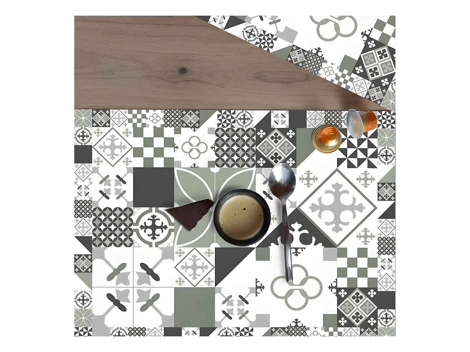 Lot de 4 sets de table L 40xl 30cm - Ciment style Olive - Vinyle