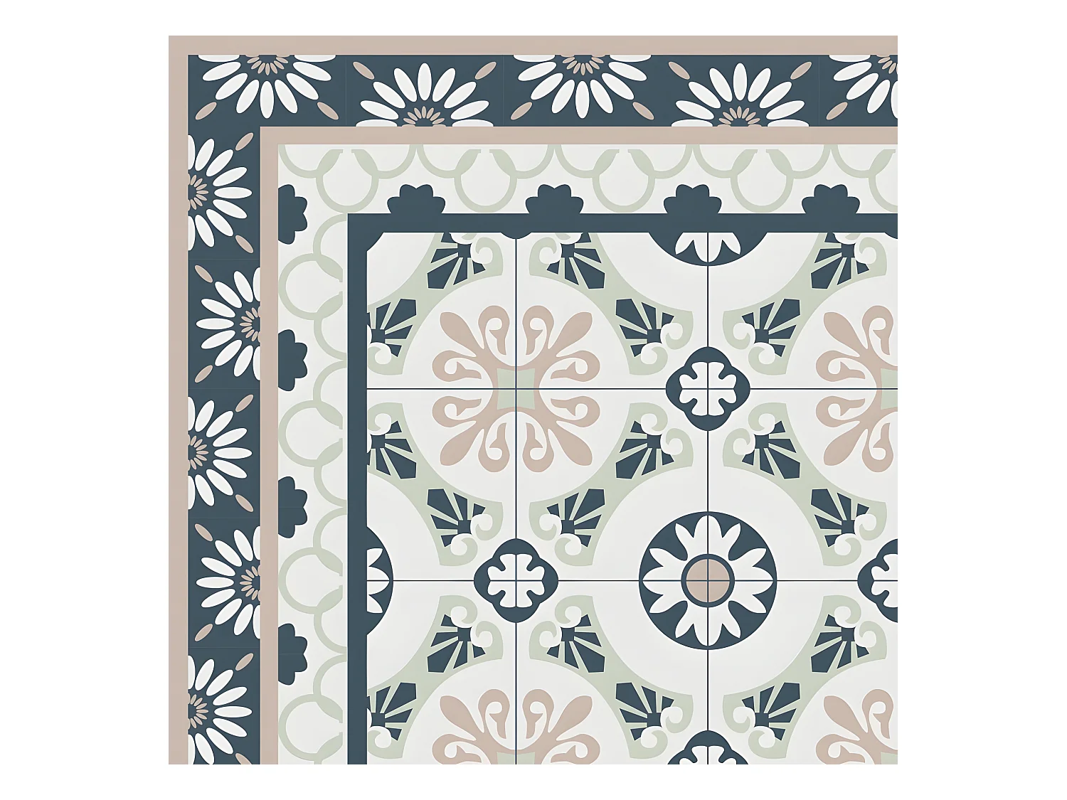 Lot de 4 sets de table L 40xl 30cm - Carreaux de Ciment Léonie - Vinyle