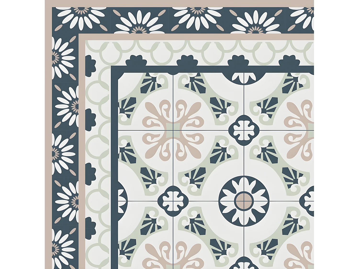 Lot de 4 sets de table L 40xl 30cm - Carreaux de Ciment Léonie - Vinyle