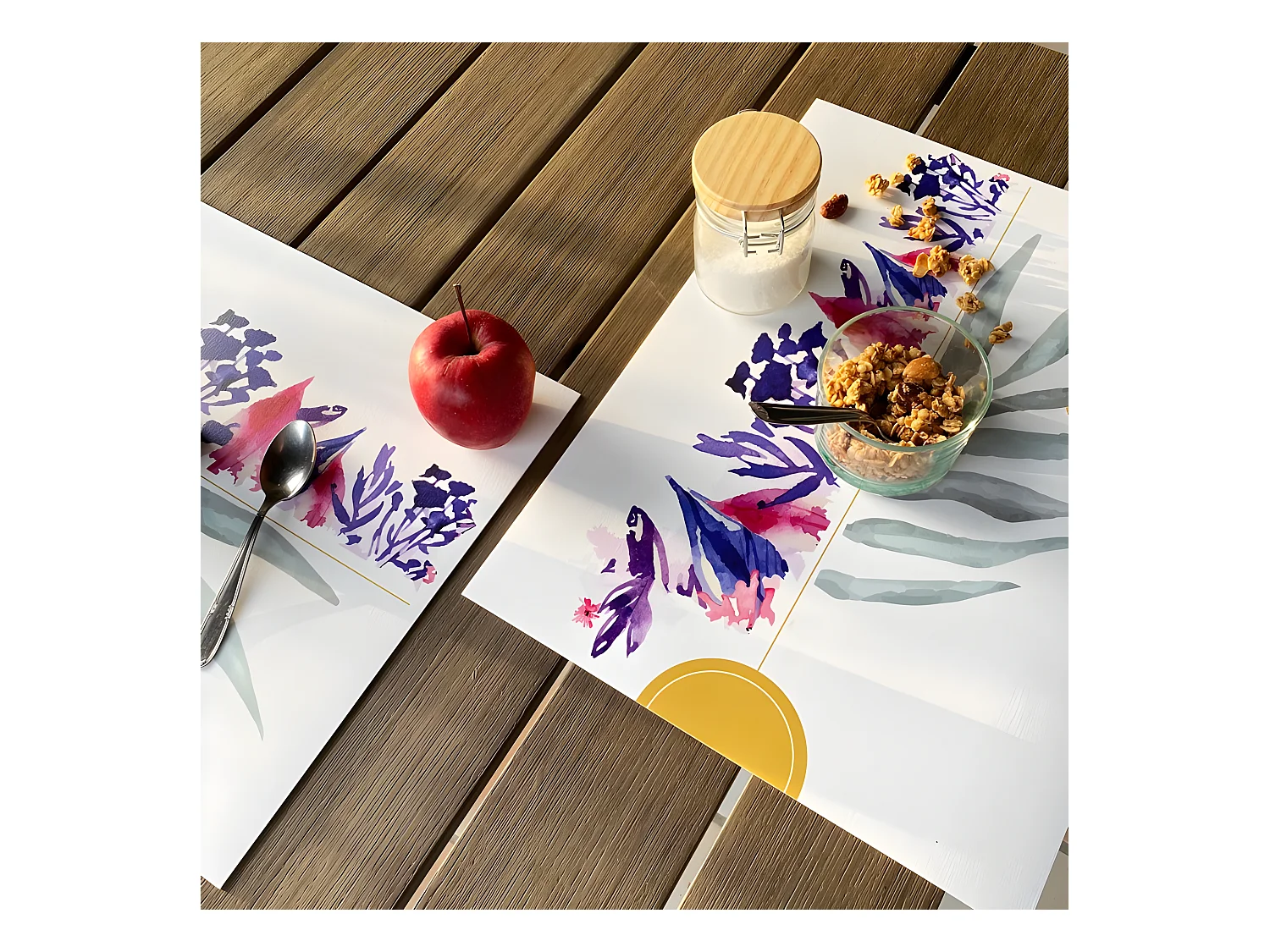 Lot de 4 sets de table L 40xl 30cm - Peinture Florale - Vinyle