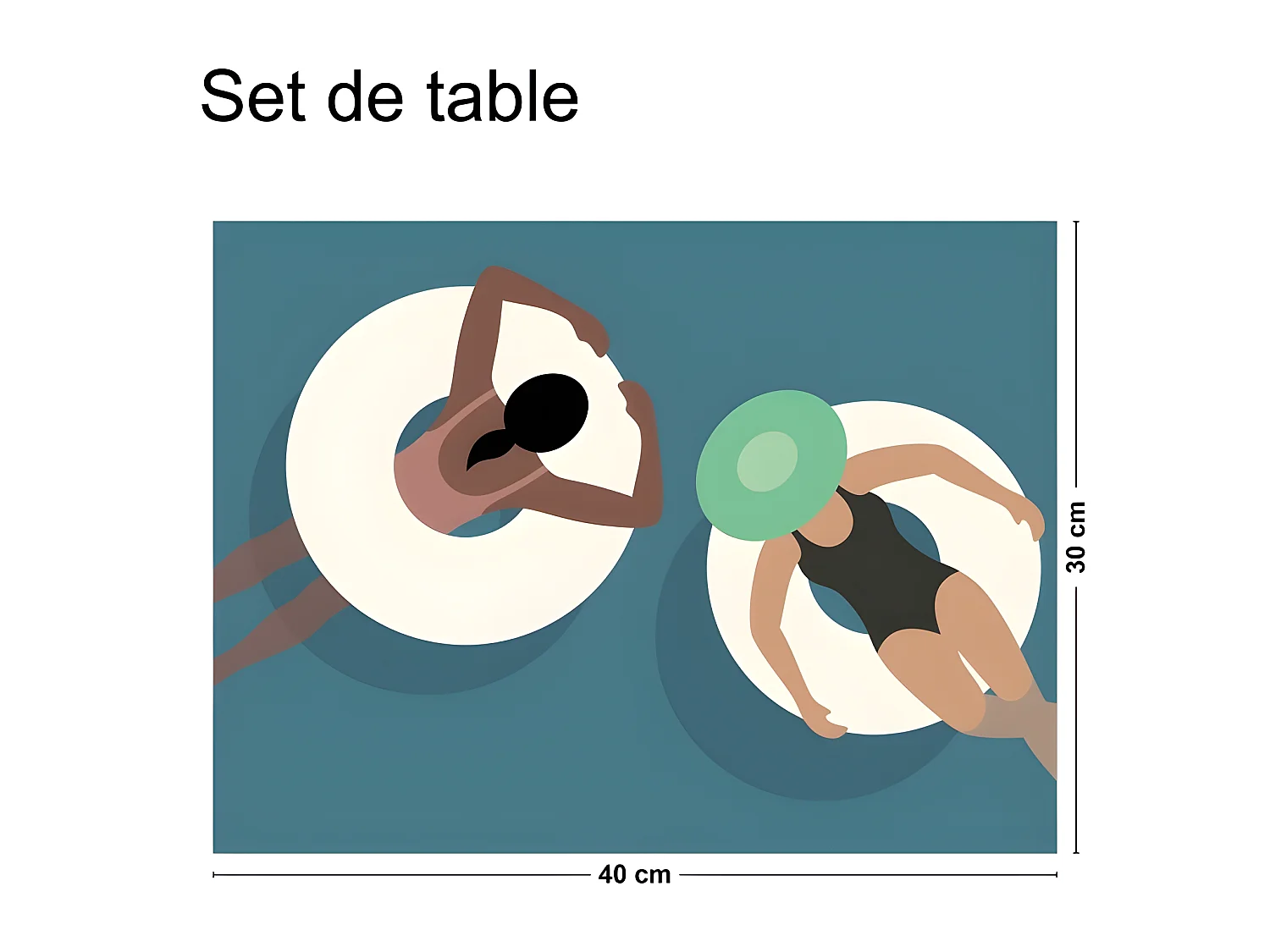 Lot de 4 sets de table L 40xl 30cm - Mix Swimming Pool - Vinyle