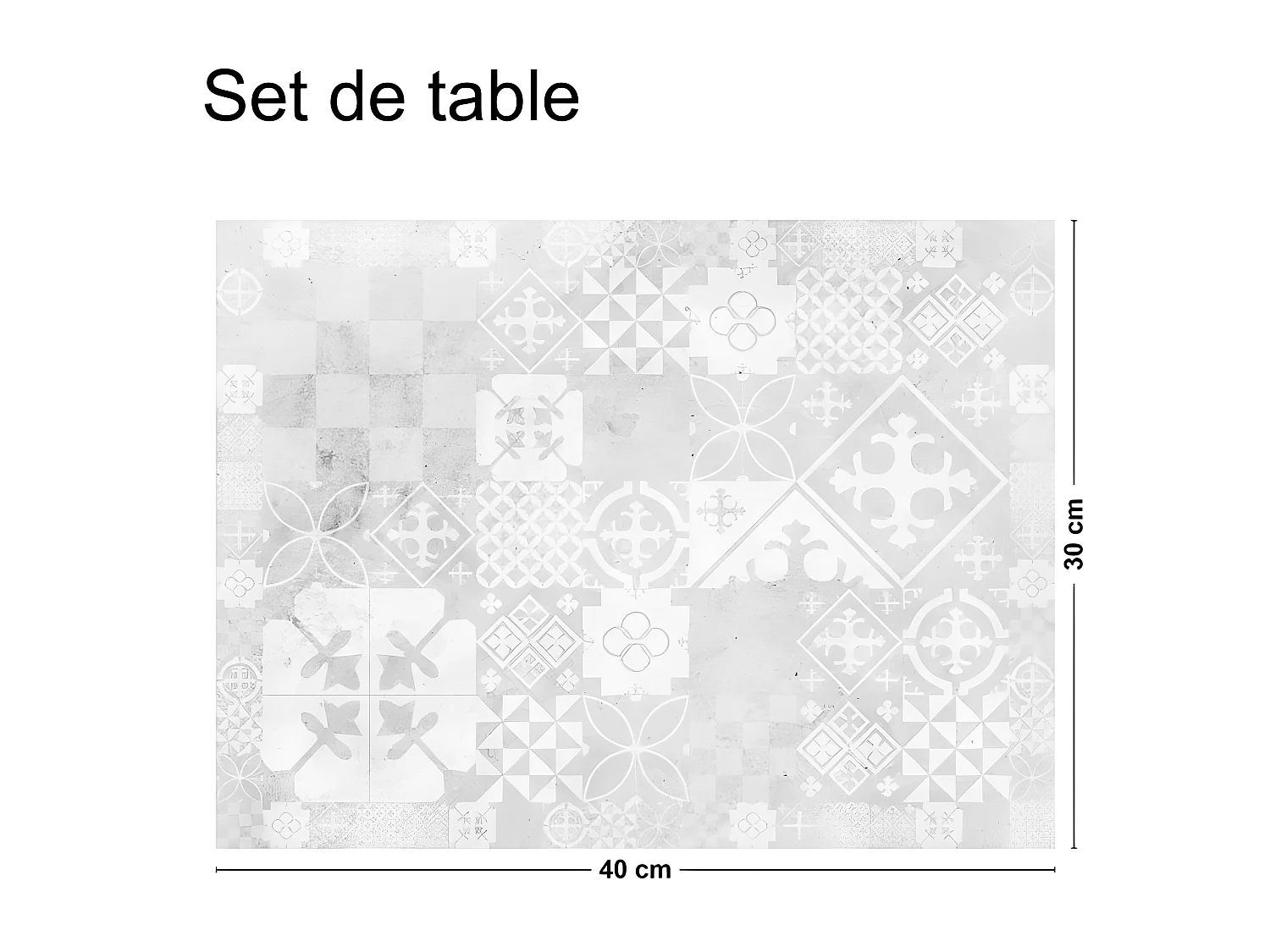 Lot de 4 sets de table L 40xl 30cm - Ciment style Béton usé - Vinyle