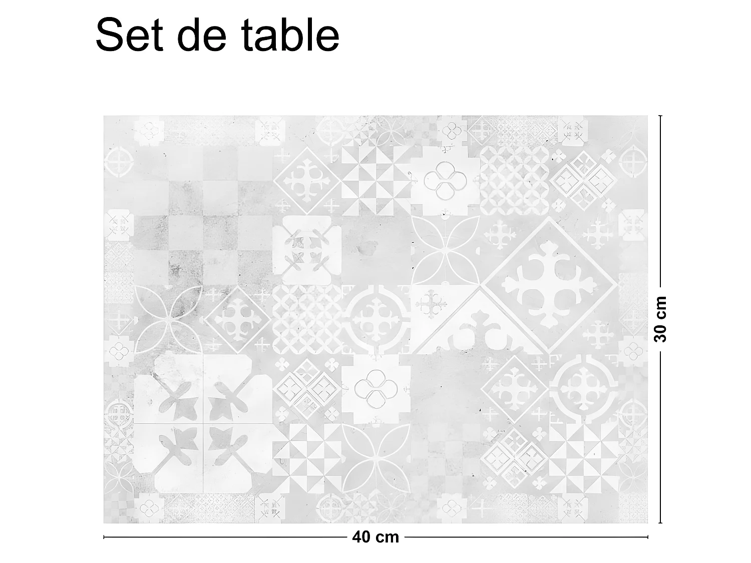 Lot de 4 sets de table L 40xl 30cm - Ciment style Béton usé - Vinyle