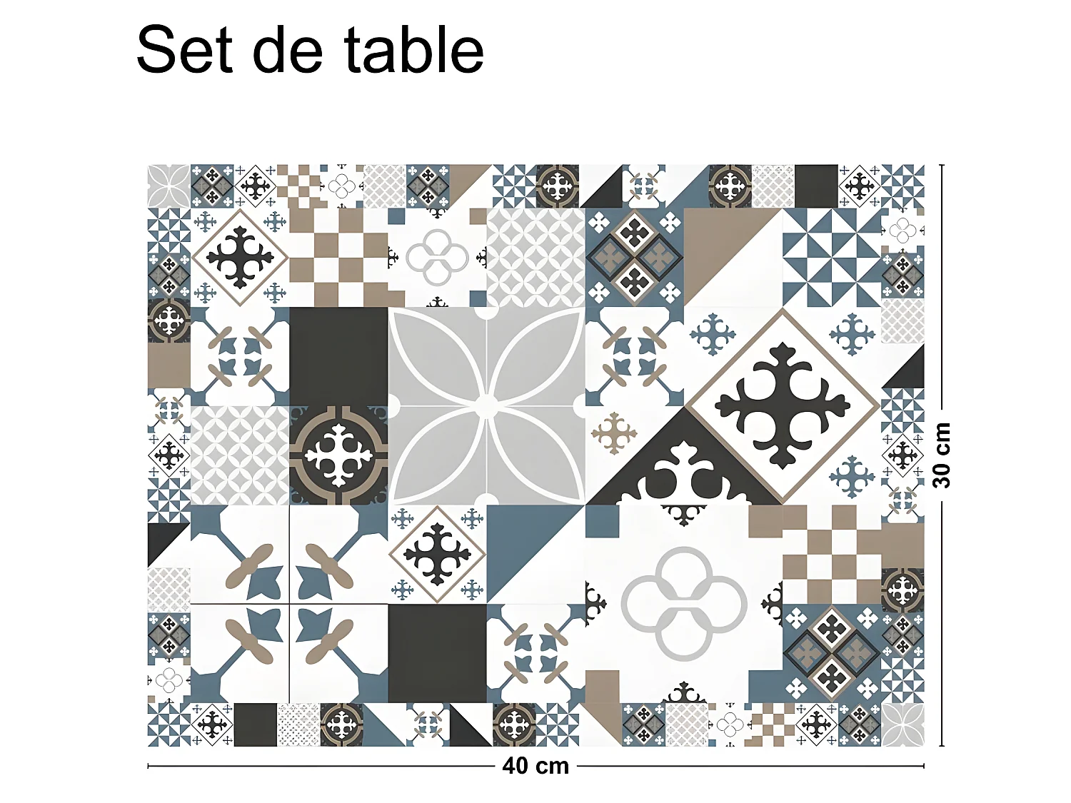 Lot de 4 sets de table L 40xl 30cm - Ciment style Dulce - Vinyle