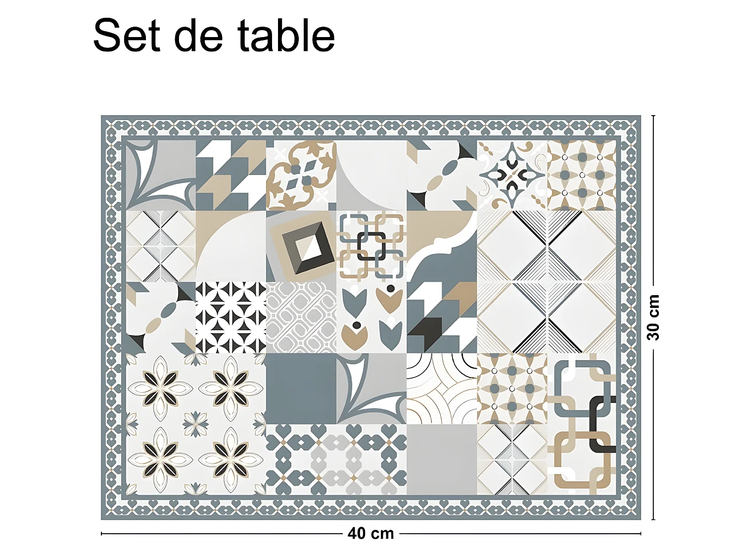 Lot de 4 sets de table L 40xl 30cm - Just Ciment Dulce - Vinyle