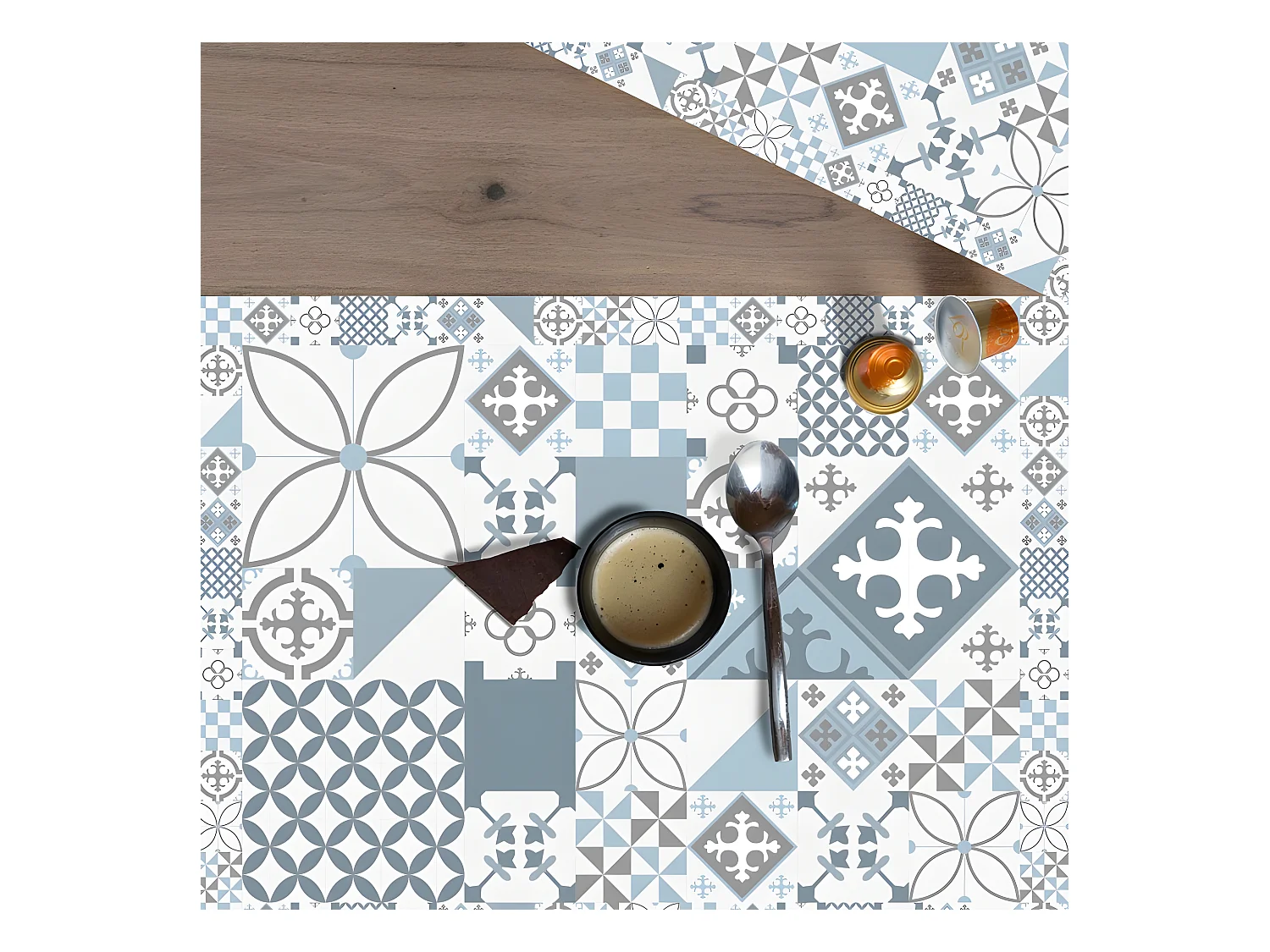 Lot de 4 sets de table L 40xl 30cm - Ciment style Gris Bleu - Vinyle