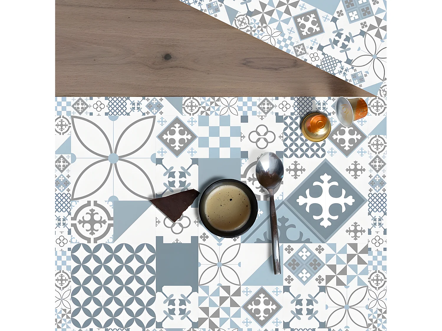 Lot de 4 sets de table L 40xl 30cm - Ciment style Gris Bleu - Vinyle