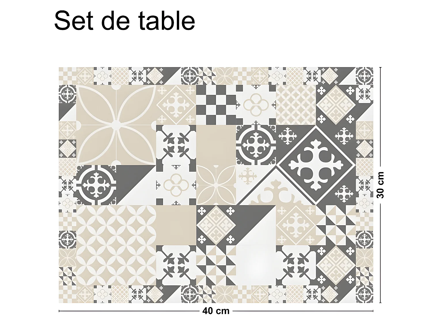 Lot de 4 sets de table L 40xl 30cm - Ciment style Gris Sable - Vinyle