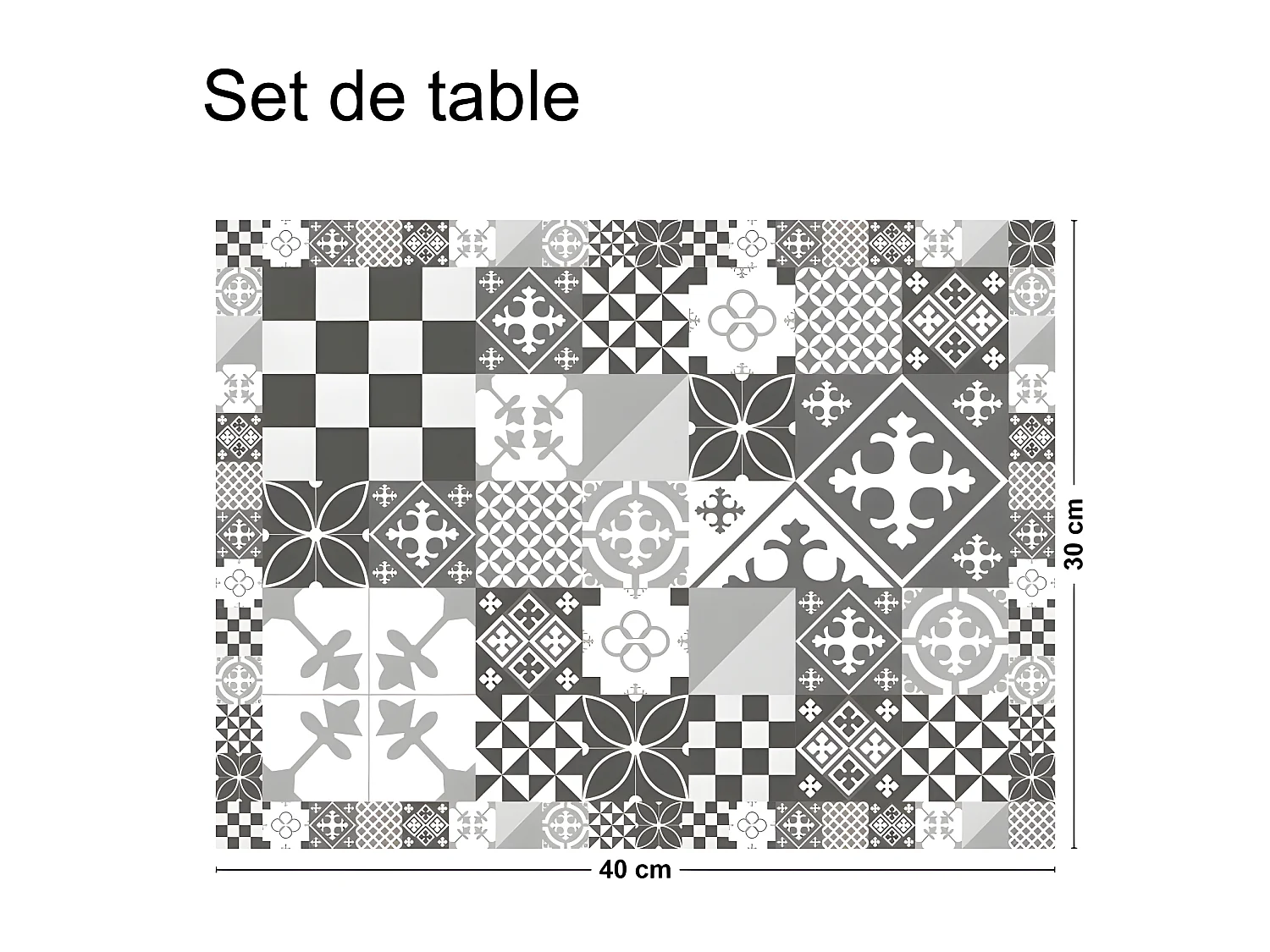 Lot de 4 sets de table L 40xl 30cm - Ciment Style Gris - Vinyle