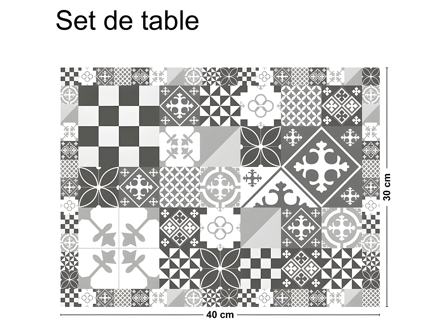 Lot de 4 sets de table L 40xl 30cm - Ciment Style Gris - Vinyle