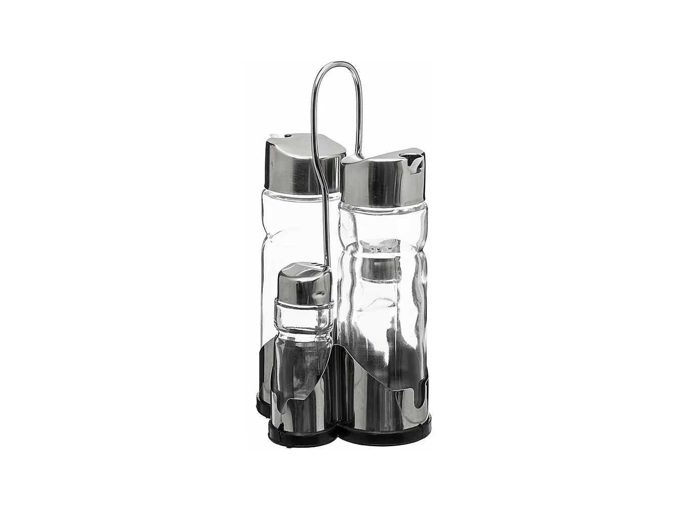 Ensemble avec Support "Huile Vinaigre & Sel Poivre" 20cm Argent