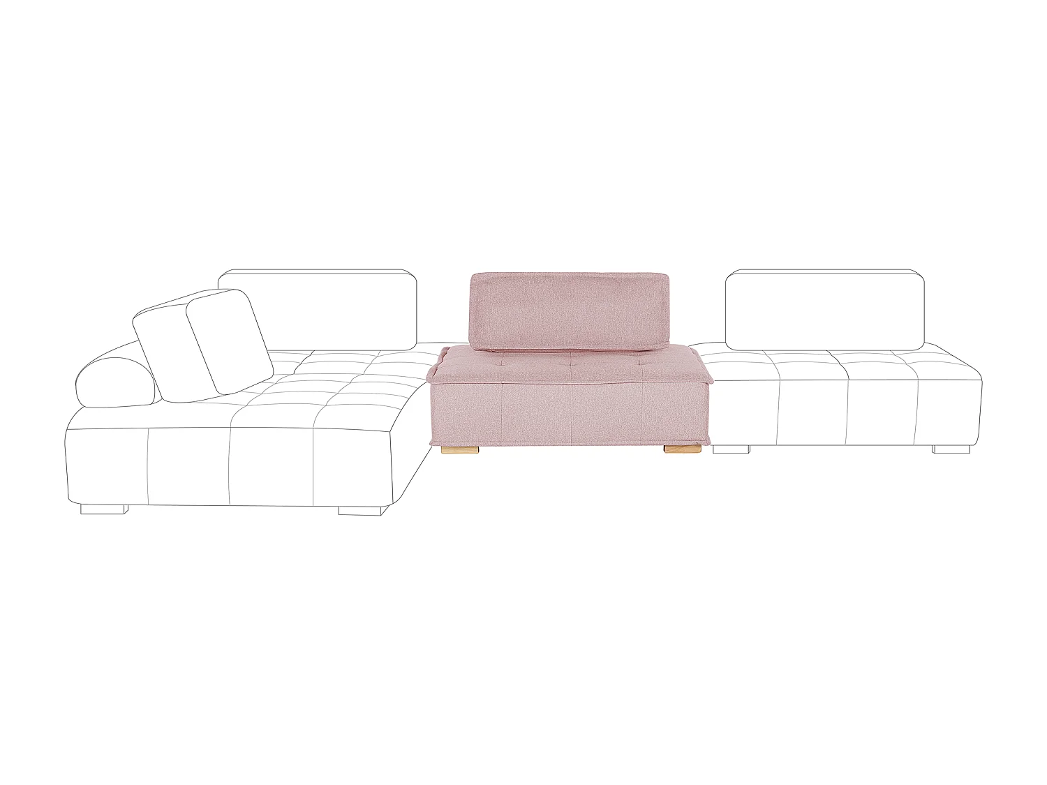 Sesselmodul TIBRO Stoff Rosa