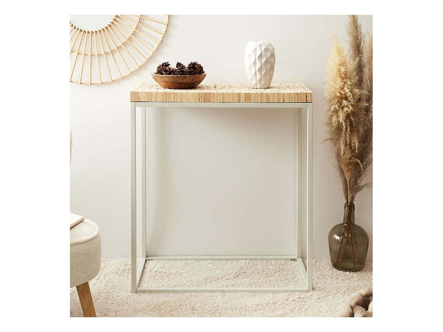Console Rondin Marron, Blanc