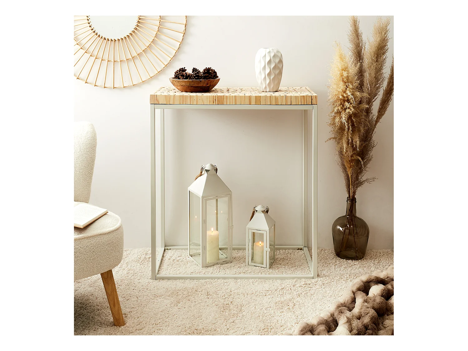 Console Rondin Marron, Blanc