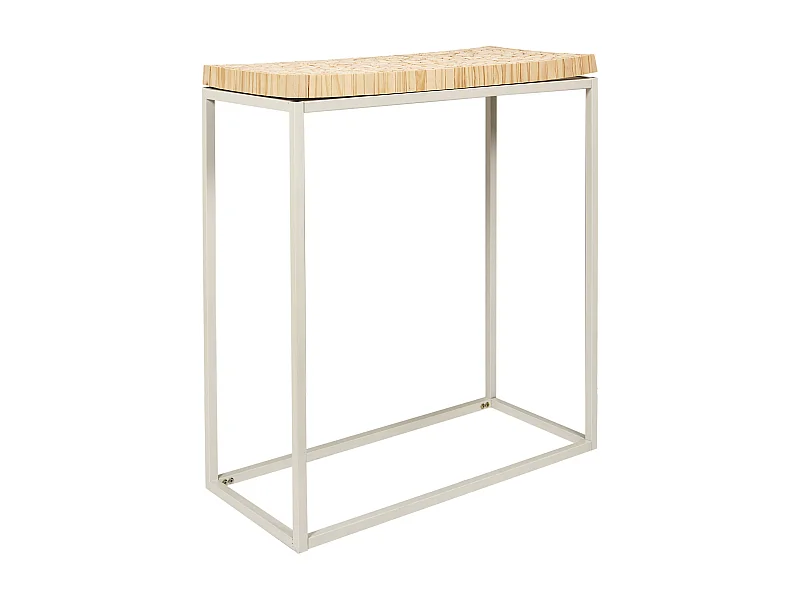 Console Rondin H85 Cm Marron, Blanc