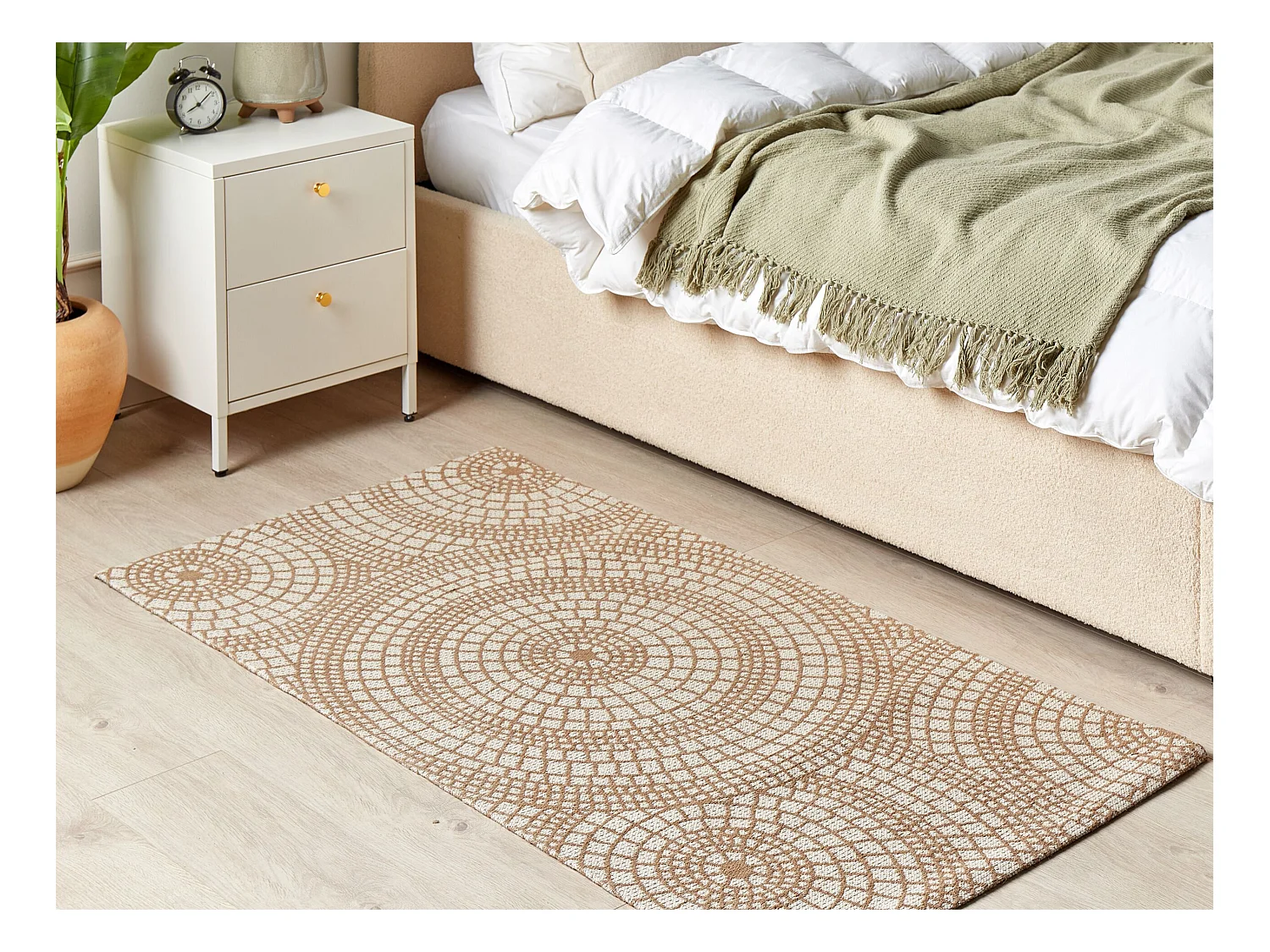 Vloerkleed ARIBA 80 x 150 cm Jute Wit Beige