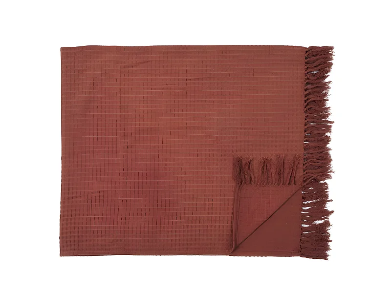 Jeté de Canapé "Gaufré" 170x250cm Terracotta