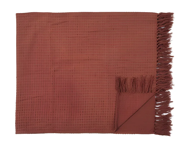 Jeté de Canapé "Gaufré" 170x250cm Terracotta