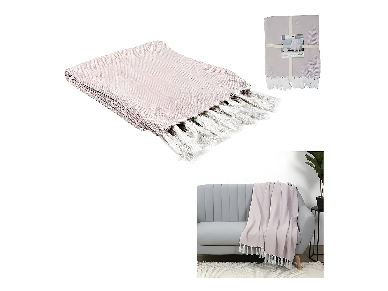 Plaid Jacquard "Nema" 125x150cm Rose