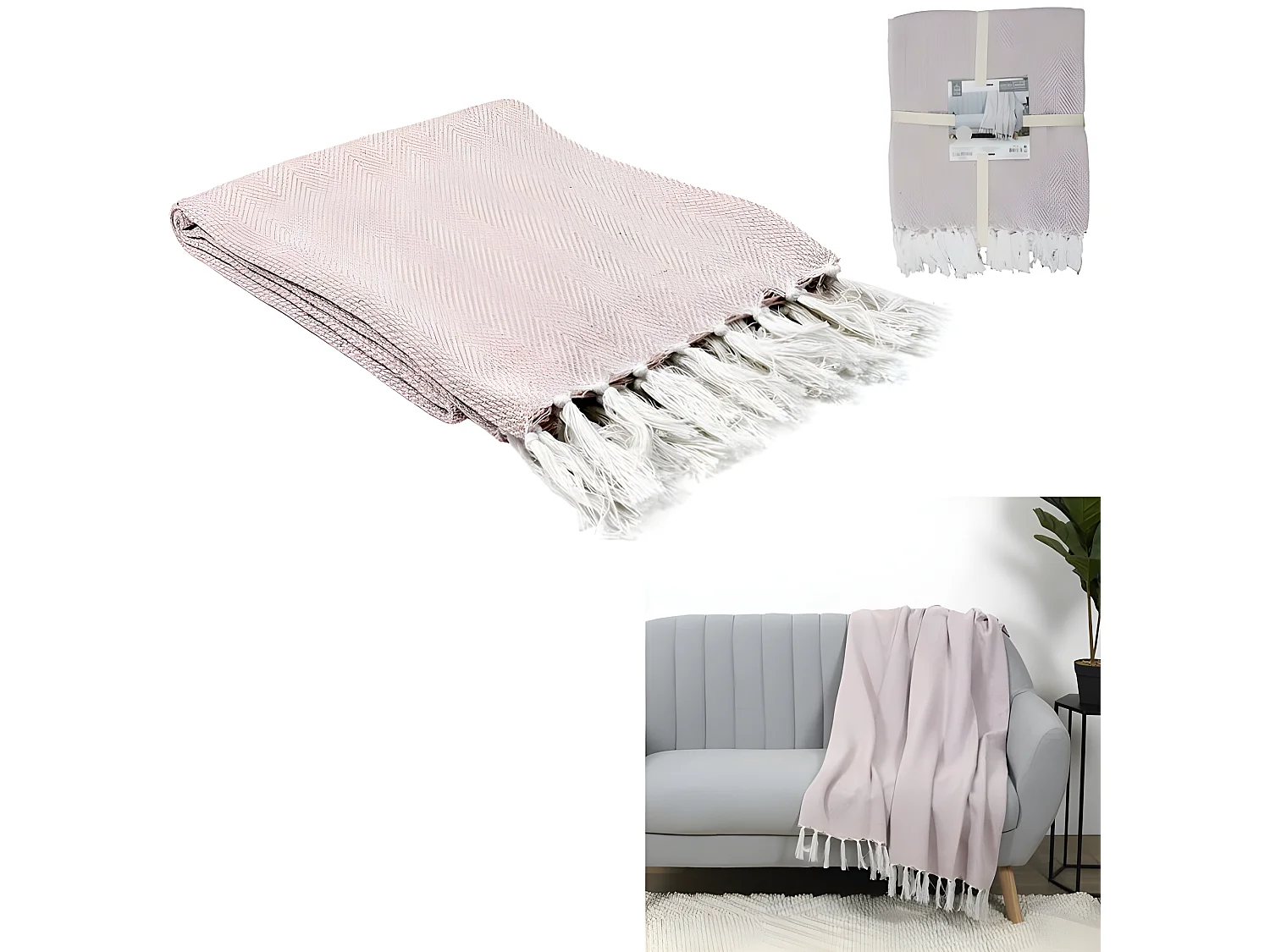 Plaid Jacquard "Nema" 125x150cm Rose