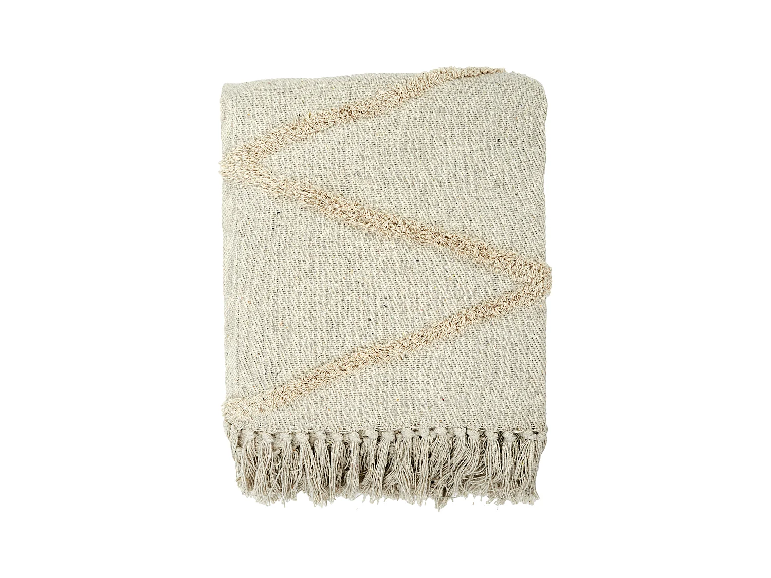 Plaid Ethnique Relief Losange Ecru 120x150cm Beige