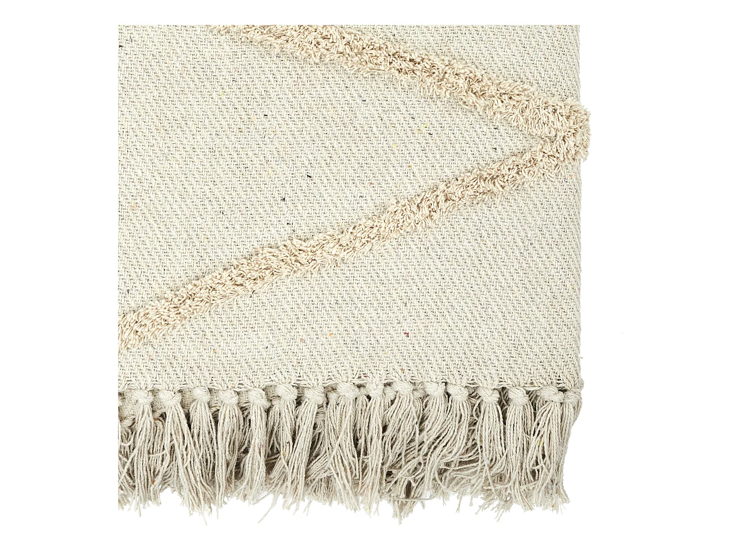 Plaid Ethnique Relief Losange Ecru 120x150cm Beige