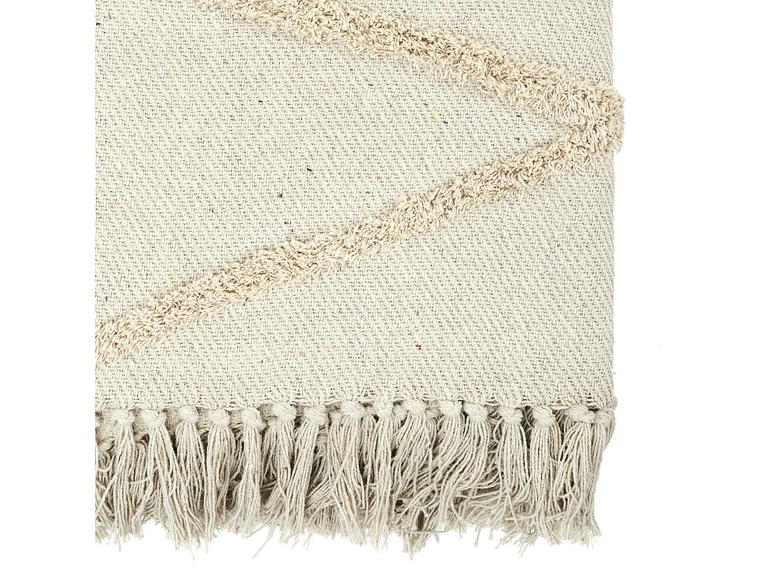 Plaid Ethnique Relief Losange Ecru 120x150cm Beige