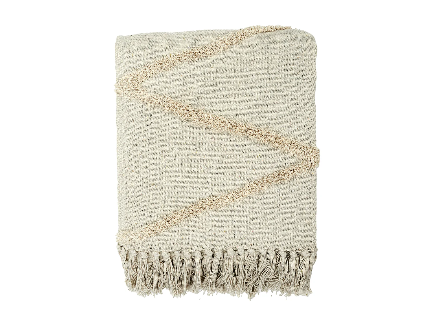 Plaid Ethnique Relief Losange Ecru 120x150cm Beige