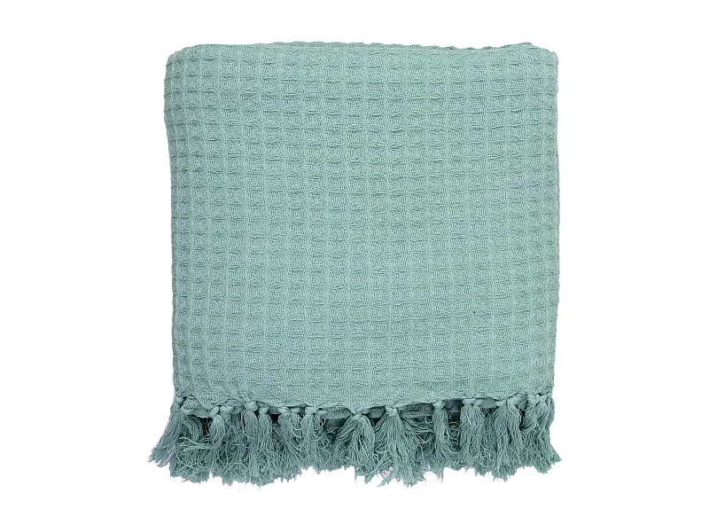 Jete De Canape Gaufre Vert D Eau 170x250cm Vert