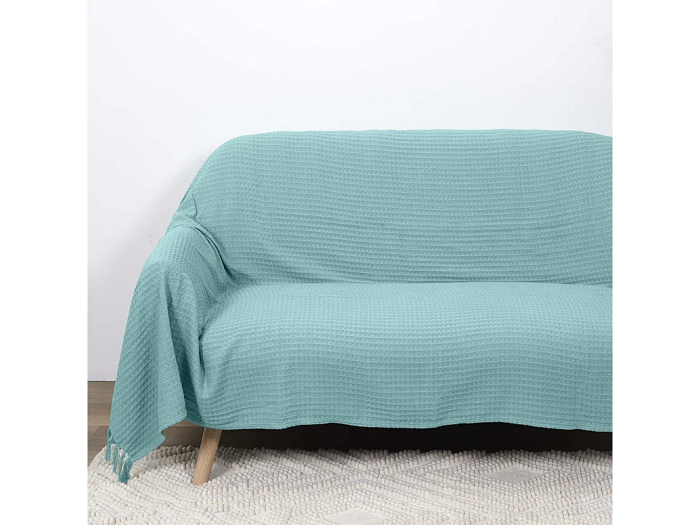 Jeté de Canapé "Gaufré" 170x250cm Vert d'Eau