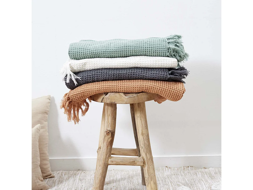 Jeté de Canapé "Gaufré" 170x250cm Vert d'Eau