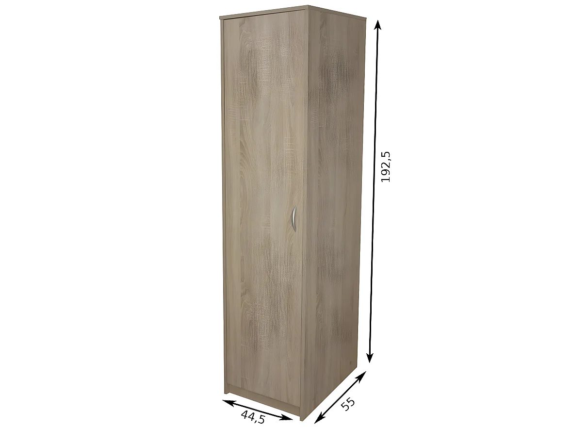 HARMONY - Armoire 1 porte -  2 étagères + tringle - 45x55x193 cm - Meuble de rangement