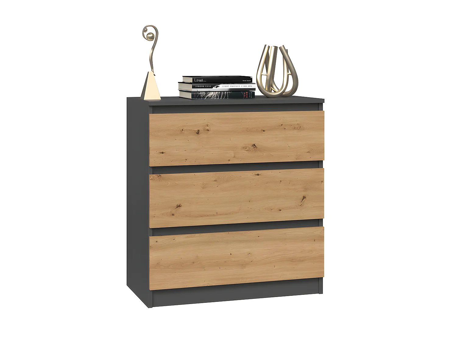 ASTER T3 - Commode de chambre 3 tiroirs - 77x70x40 - Meuble de rangement -  Style Scandinave