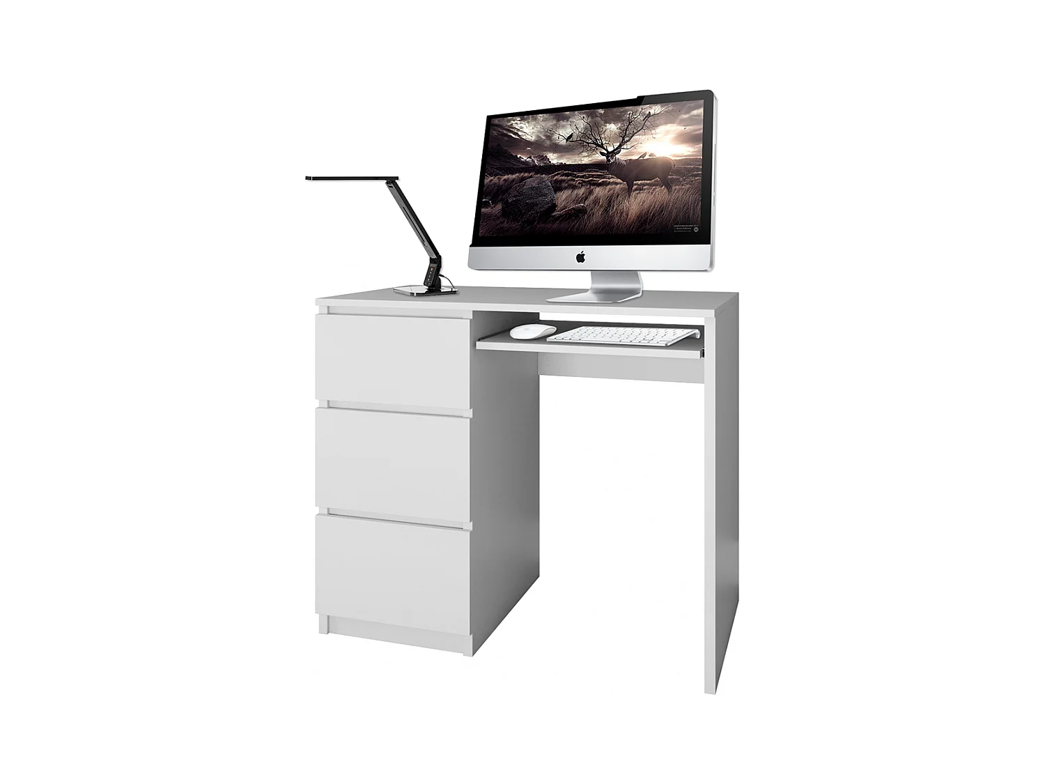 ILOA | Bureau informatique d'ordinateur style moderne 98x51x76 | Travail Gaming | 3 tiroirs + Support clavier | Mobilier bureau