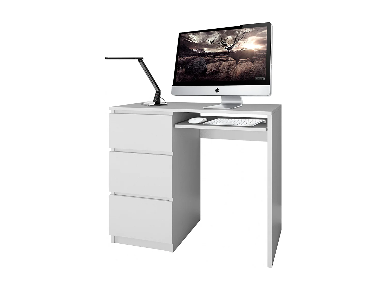 ILOA | Bureau informatique d'ordinateur style moderne 98x51x76 | Travail Gaming | 3 tiroirs + Support clavier | Mobilier bureau
