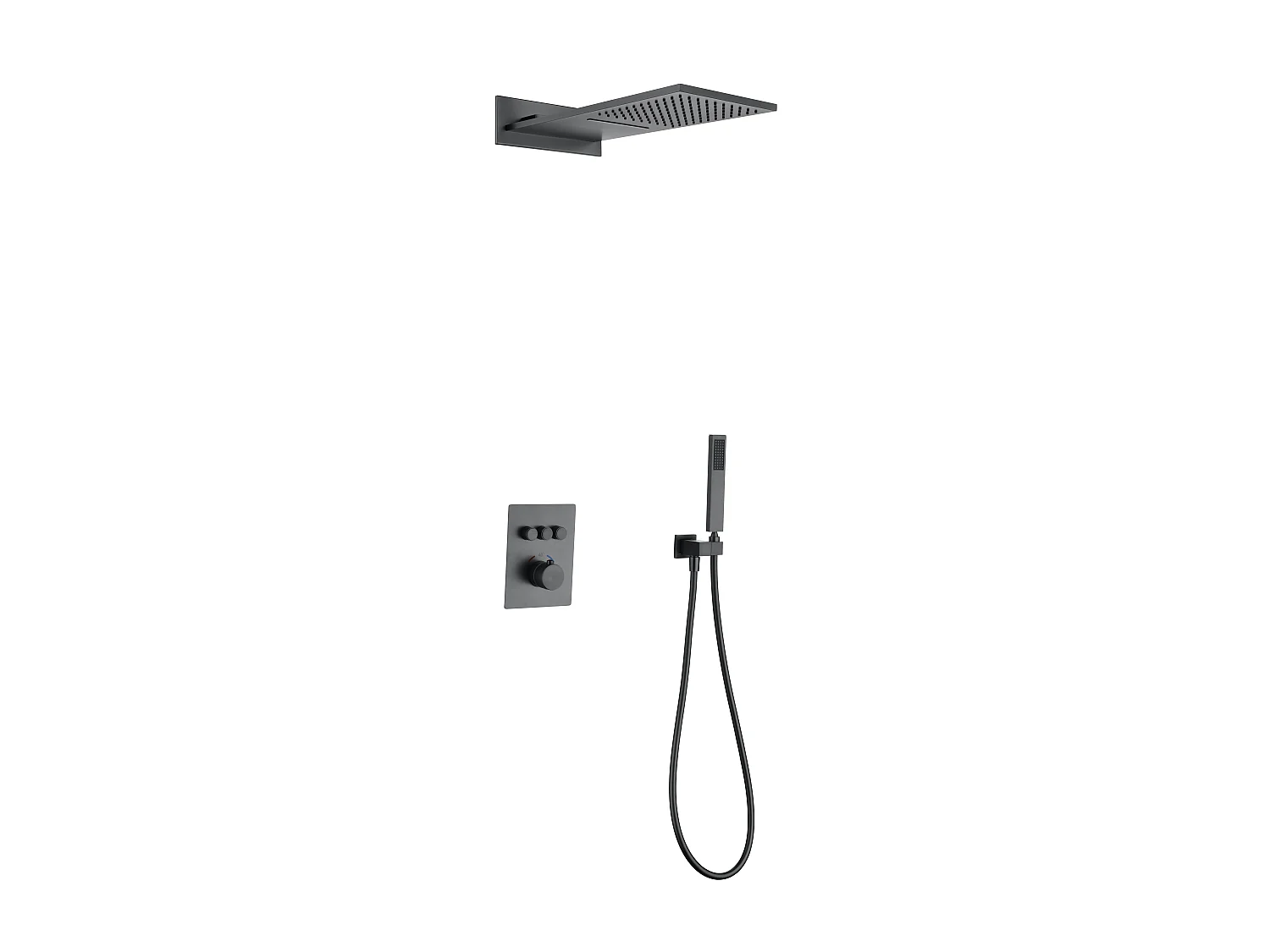 Pack douche thermostatique avec effet cascade Gun métal - Linosa