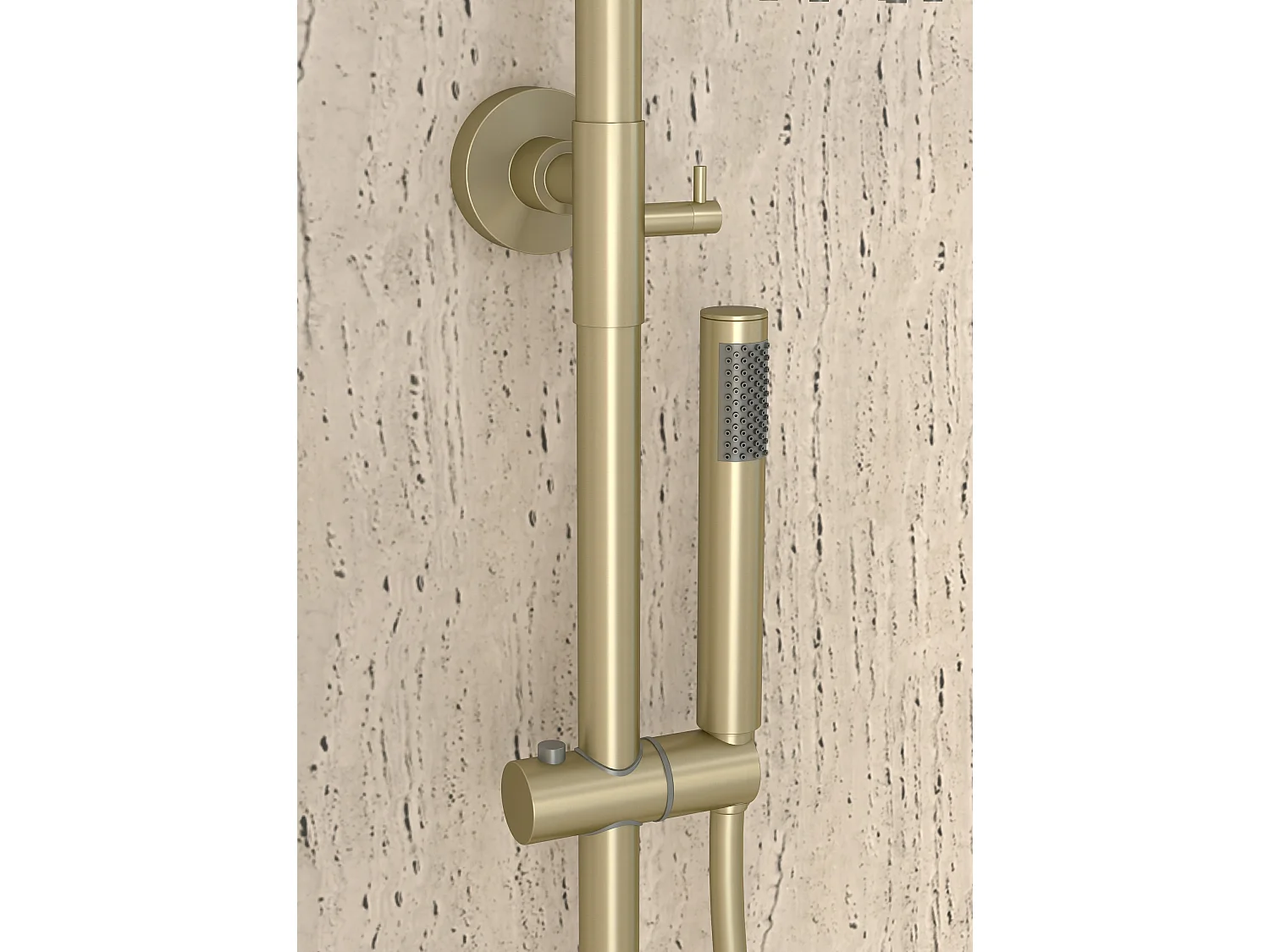 Colonne de douche ronde thermostatique Doré brossé - Corbeau