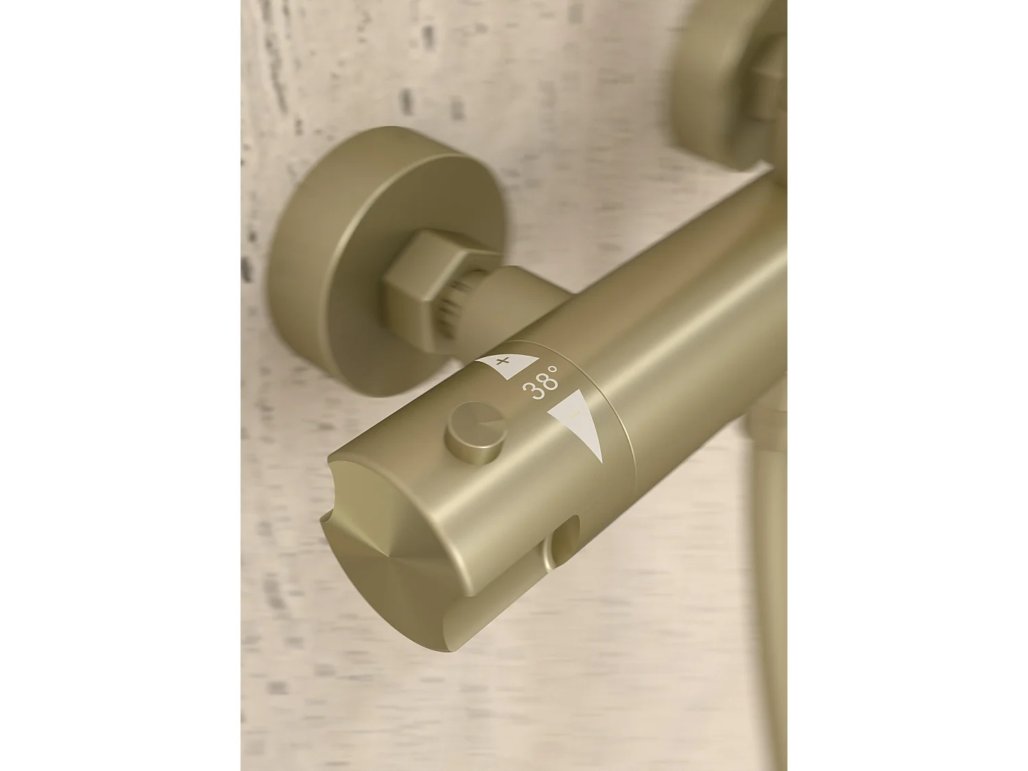 Colonne de douche ronde thermostatique Doré brossé - Corbeau