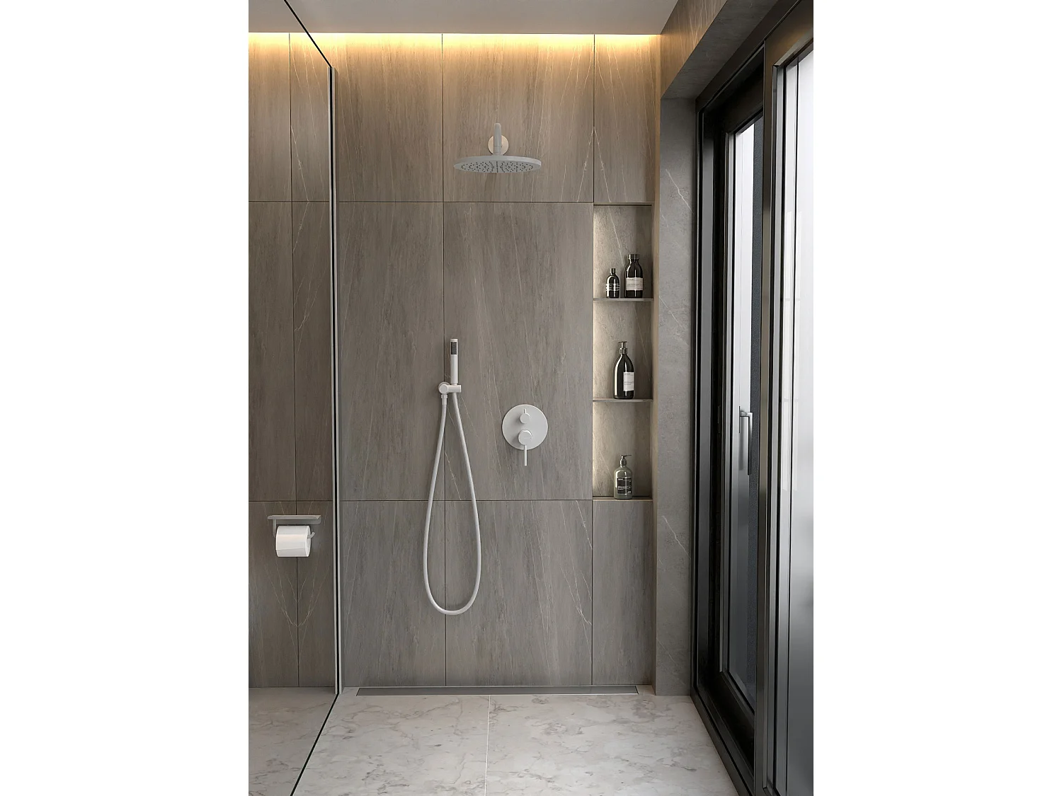 Composition mitigeur de douche encastrée Blanc - Corbeau