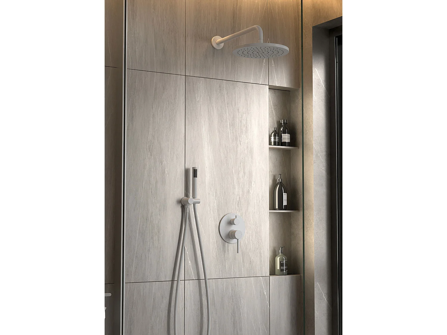 Composition mitigeur de douche encastrée Blanc - Corbeau