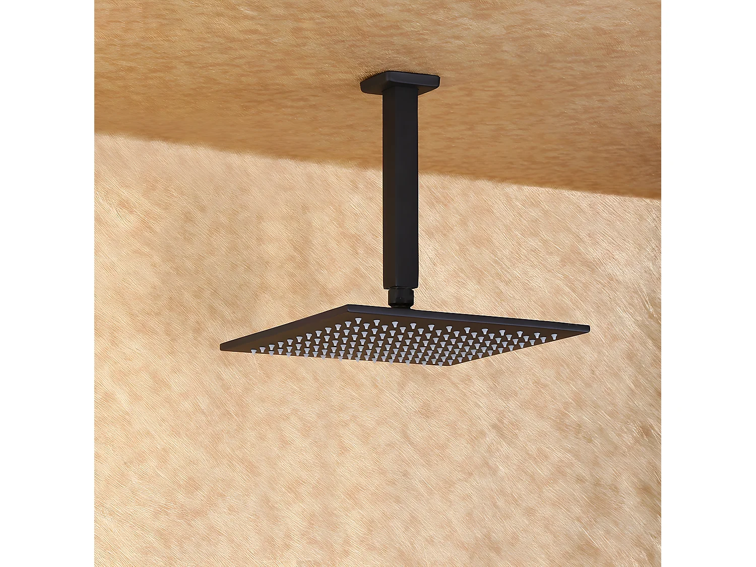 Tête de douche à fixation au plafond et système de douchette à glissière en noir 250 mm