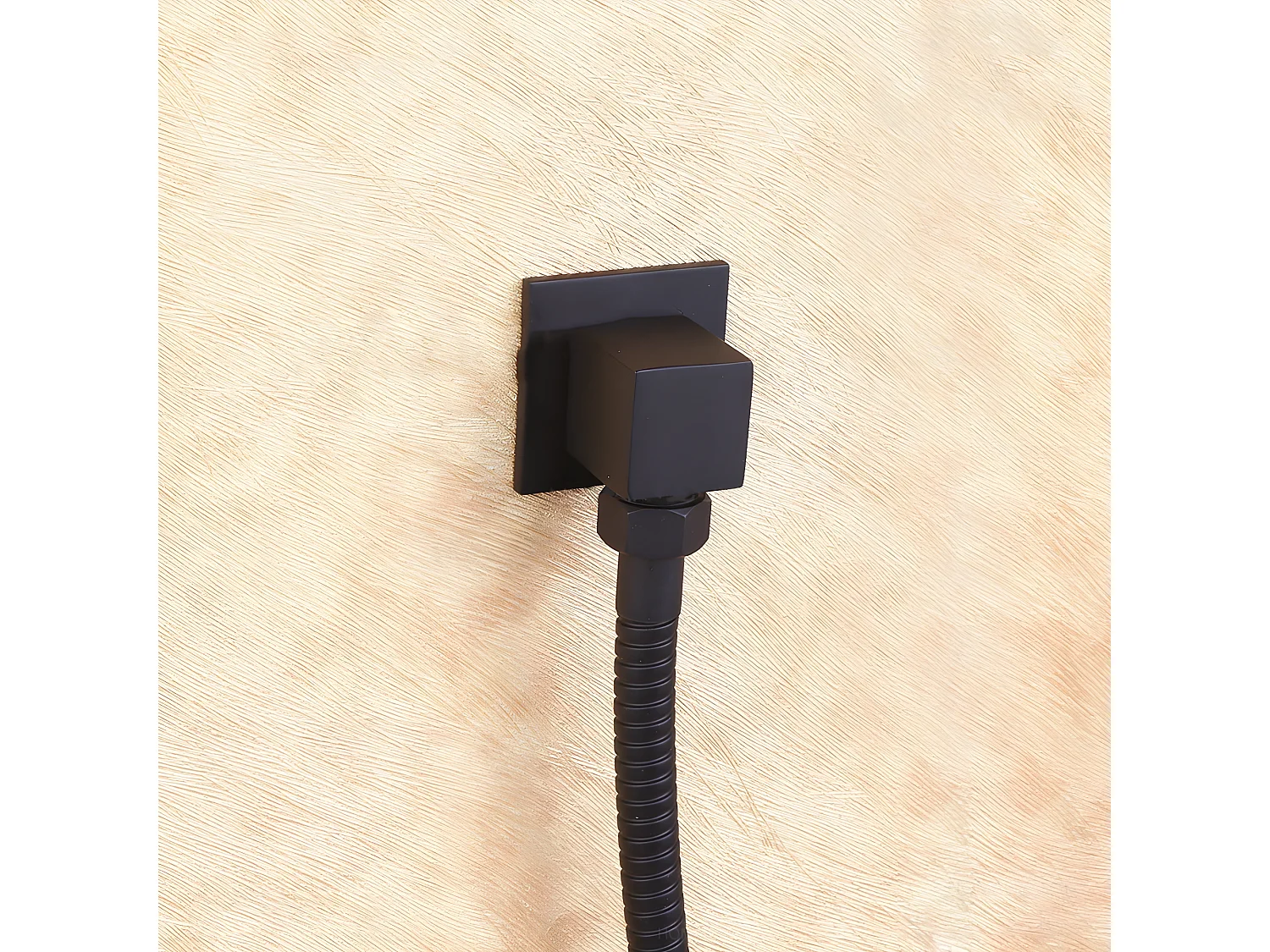 Tête de douche à fixation au plafond et système de douchette à glissière en noir 250 mm