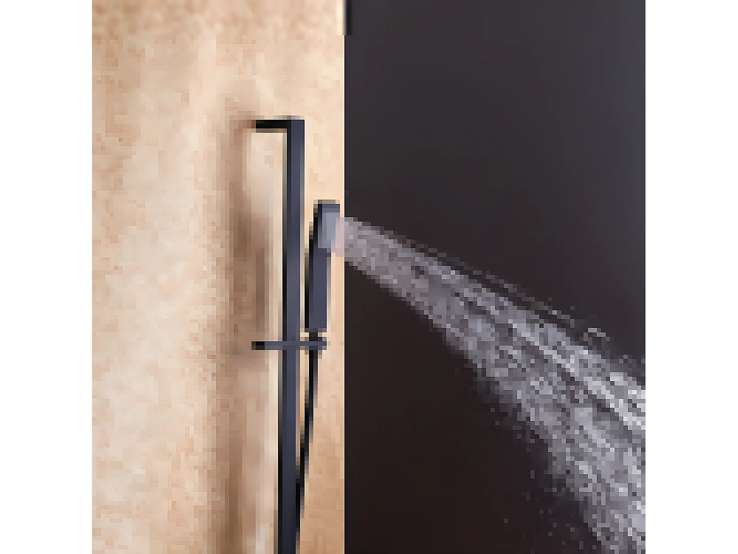 Tête de douche à fixation au plafond et système de douchette à glissière en noir 250 mm