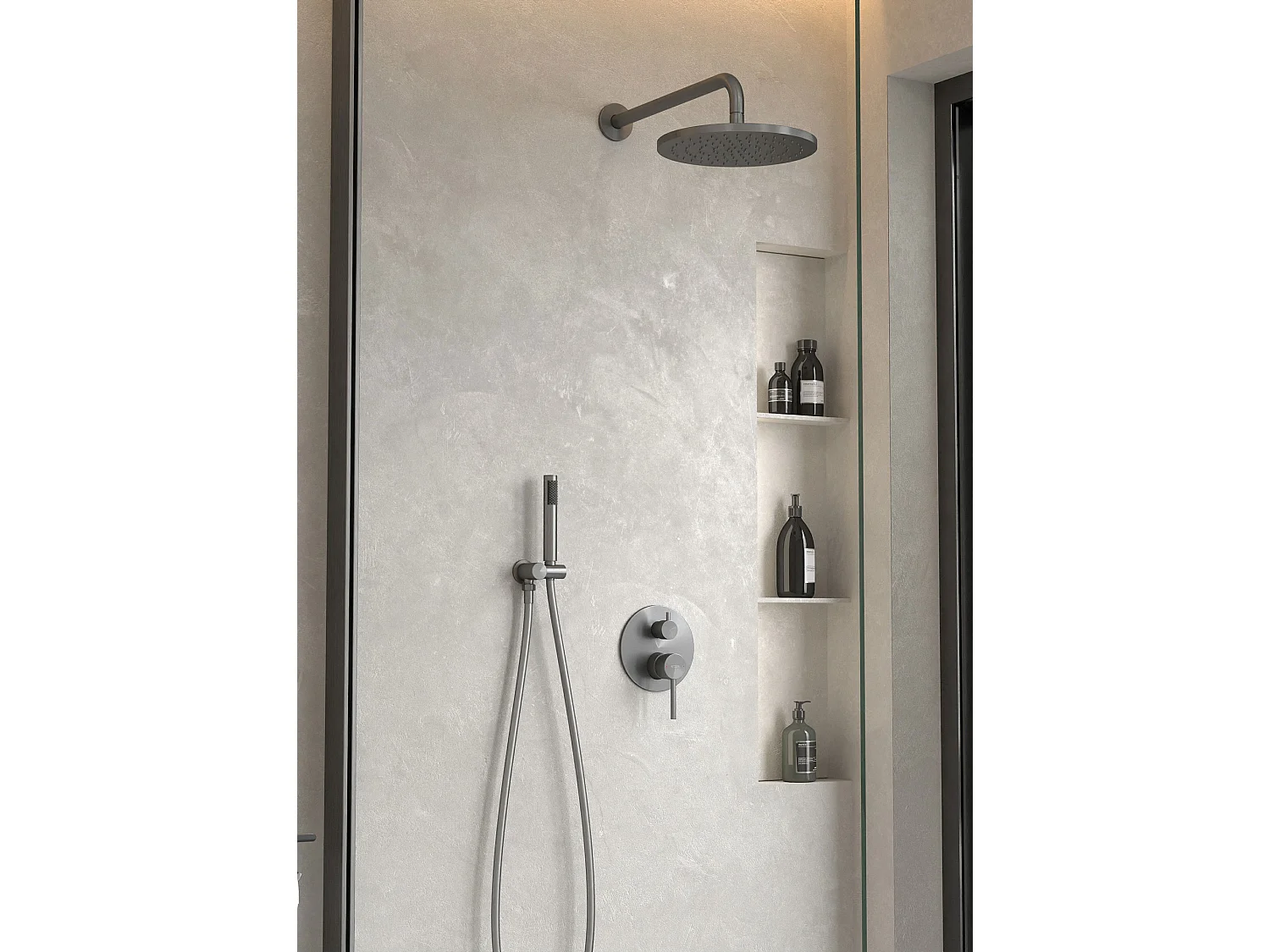 Composition mitigeur de douche encastrée Gun métal - Corbeau