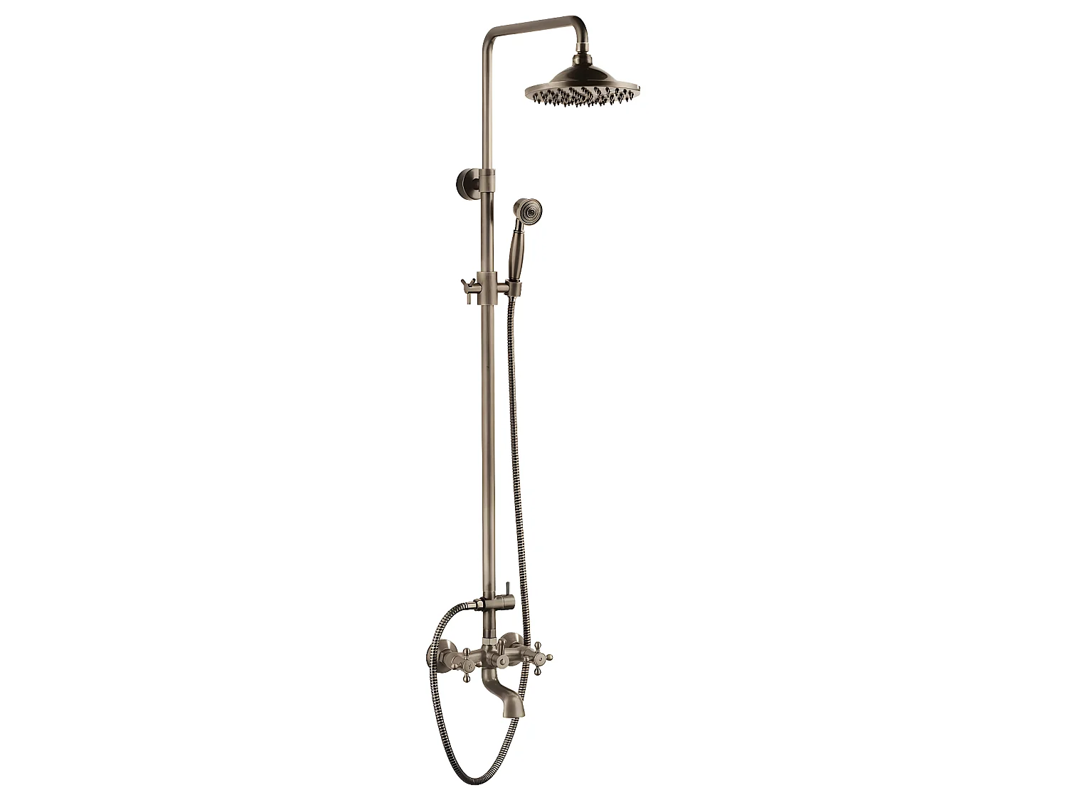 Colonne de douche classique en laiton antique avec bec de bain verseur