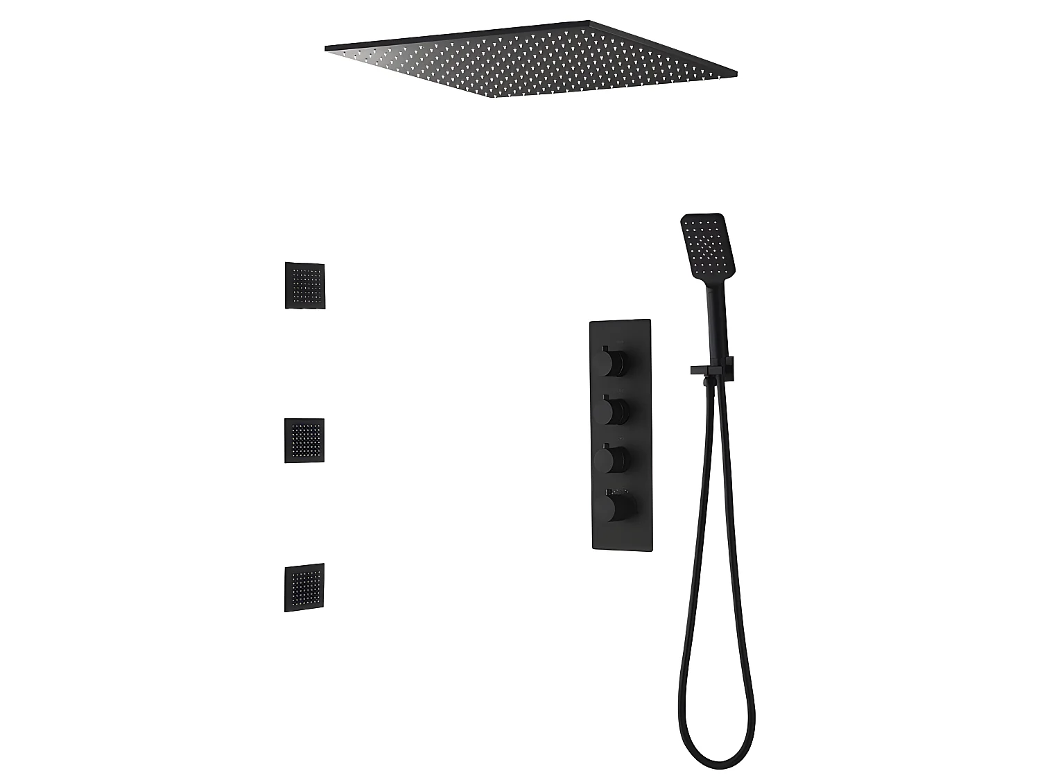 Pack de douche encastré au plafond thermostatique 400 mm - Noir