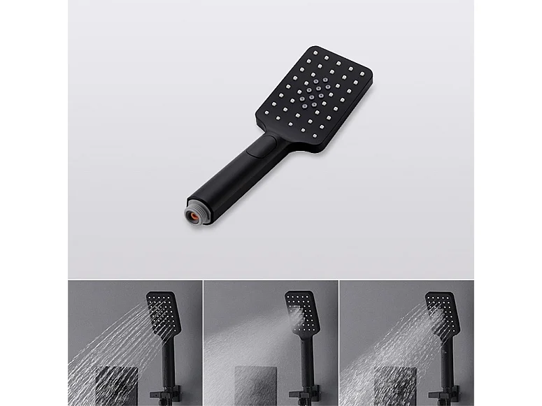 Pack de douche encastré au plafond thermostatique 400 mm - Noir