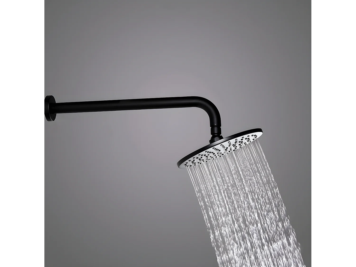 Ensemble de douche avec douchette finition noir valve standard support mural 300 mm - Corbeau